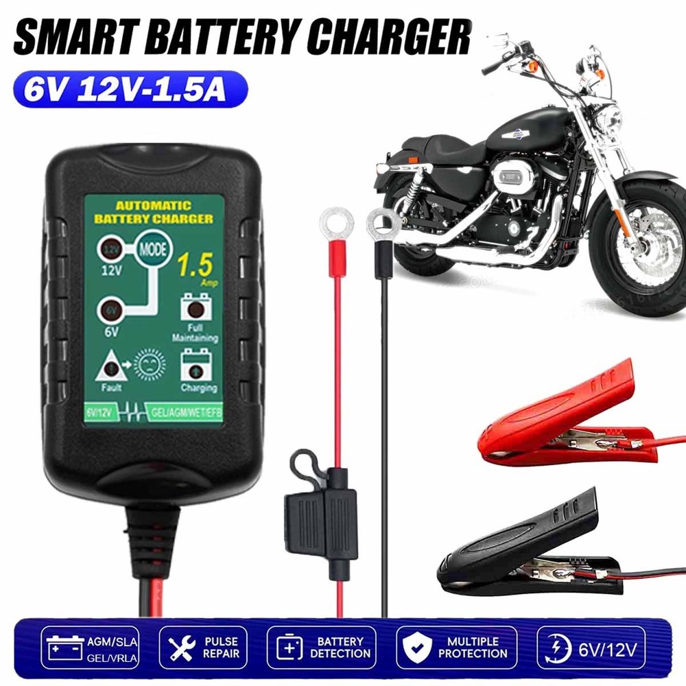 6V 12V Automatic Battery Charger Maintainer Motorcycle Trickle Float Portable