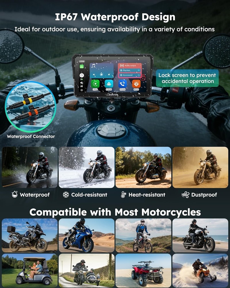 W602S PRO 6.25" Motorcycle CarPlay & Android Auto Display Wireless Connectivity