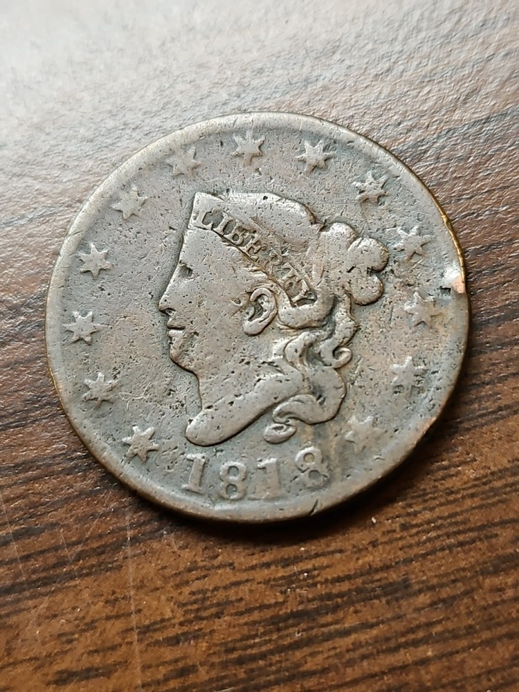 1818 1C BN Coronet Head Cent