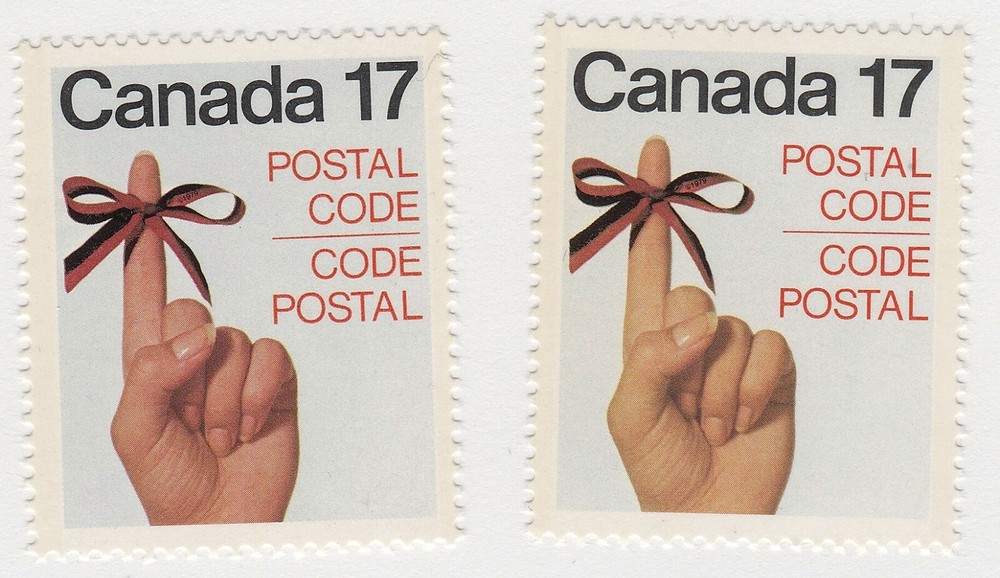 Canada: #815x 17c Postal Code, Colour Variety Pair, Mint NH