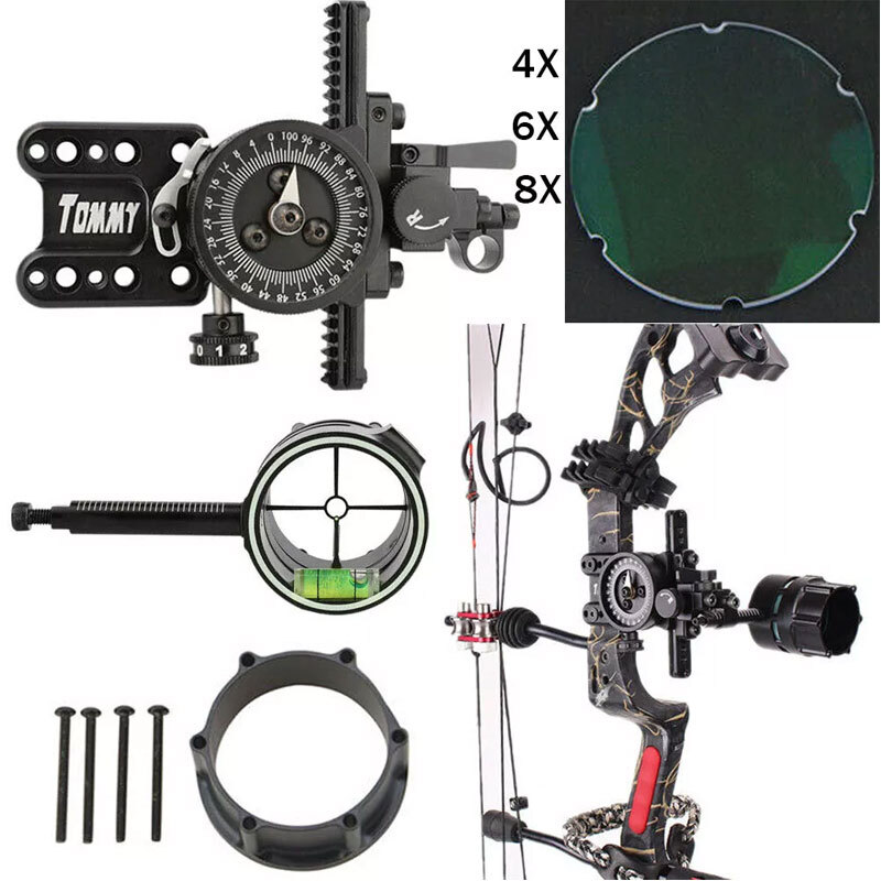Compound Bow 1 Pin Sight Micro Adjustable Pointer Adaptor Scope Sight 4x 6x 8x