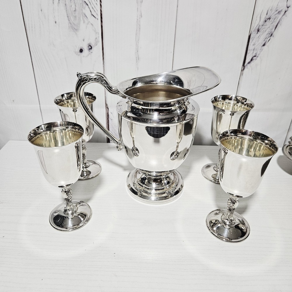 Silver Plate Goblets and Pitcher 5 pises