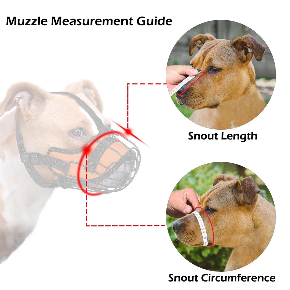 OOPSDOGGY Pitbull Dog Muzzle Reflective Metal Mask Secure Wire Basket Muzzle ...