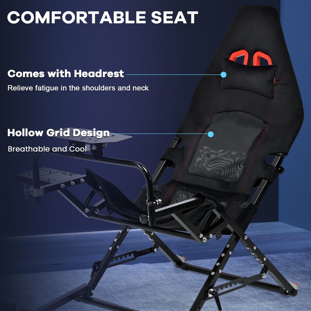 Supllueer Foldable Racing Simulator Cockpit Fits Logitech G920 Moza Thrustmaster