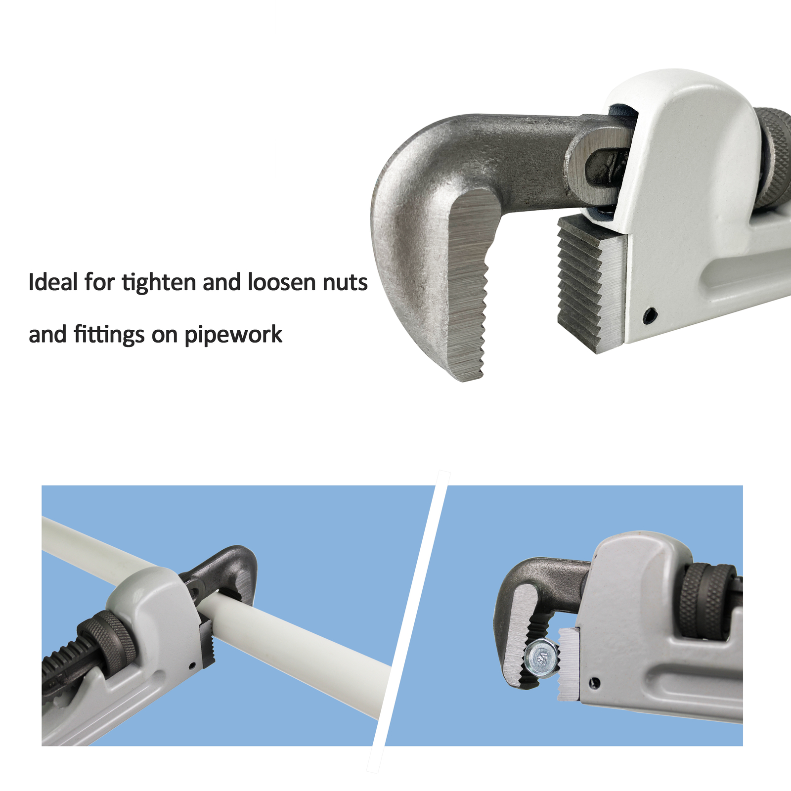 HFS(R) 3-Piece Heavy Duty Aluminum Straight Pipe Wrench Set, 10", 14", 18"