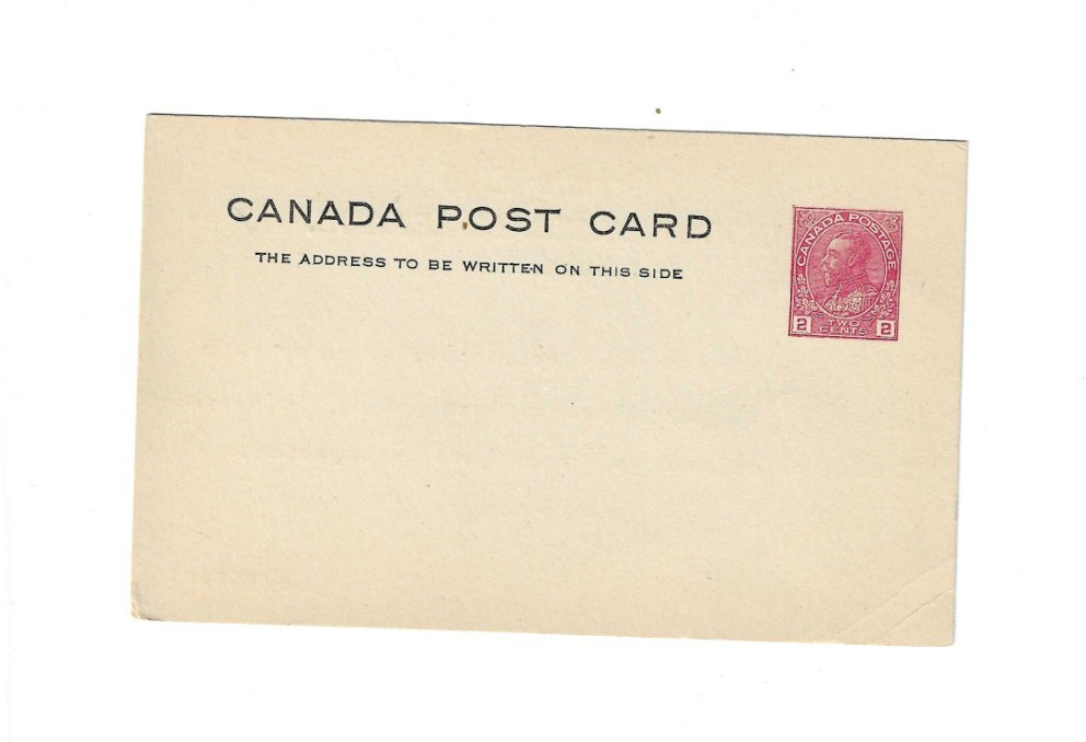 CANADA Mint Post Card - 2 cents; corner crease