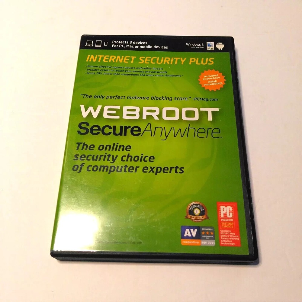 Reg # 3 PC's Webroot Secure Anywhere Internet Security Plus Win-Mac-Mobile