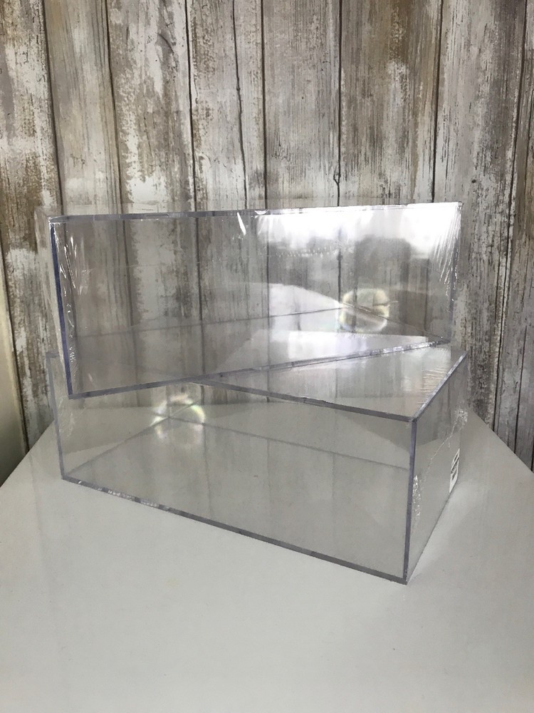 2 Container Store Plastic Clear Race Car Holder Box Racecar Display Cube Boxes