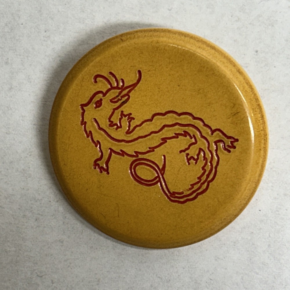 Antique Picture Button Mythological Creature Dragon Bakelite Celluloid?