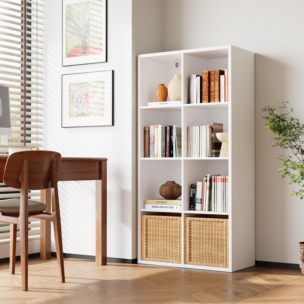 IROCNK Bookshelf 8-Cube Storage Cube Shelf Organizer Extra Thick Frame