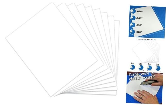 8x10-Inch Polystyrene Craft Sheets - Plasticard - Styrene Variety