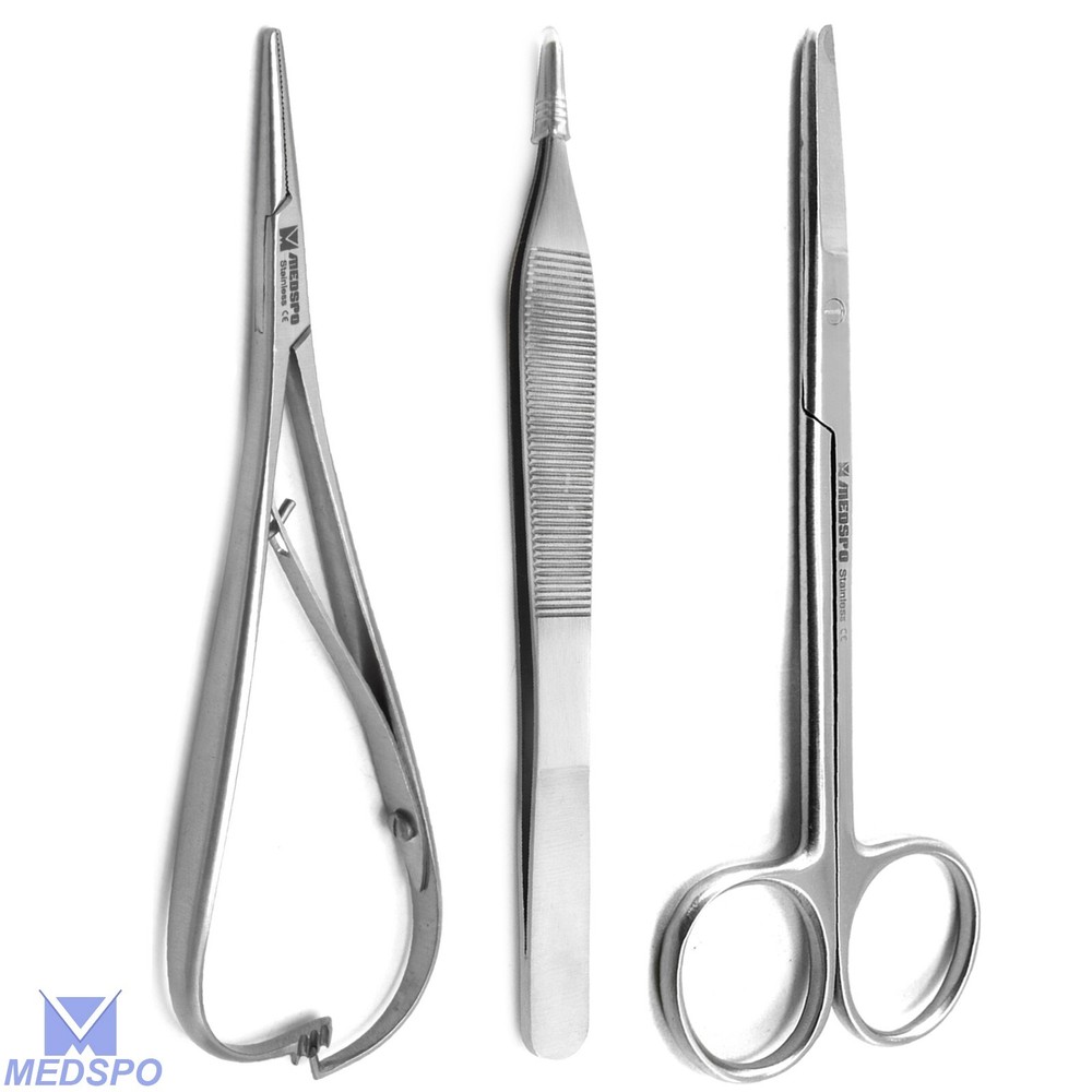 Dental Dressing Mathieu Needle Holder Surgical Suture Scissors Instruments Kit