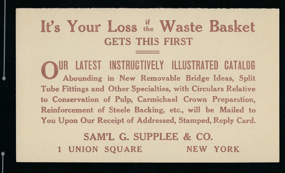 1916 U.S. POSTCARD WITH 1915 WASHINGTON 1C POSTAGE USED SCOTT UY7M