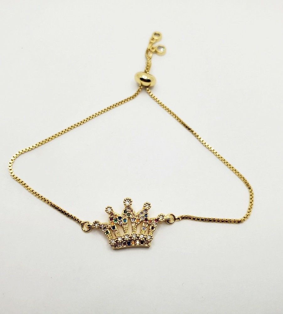 Hand Crafted Brass Adjustable Slider Crown Bracelet