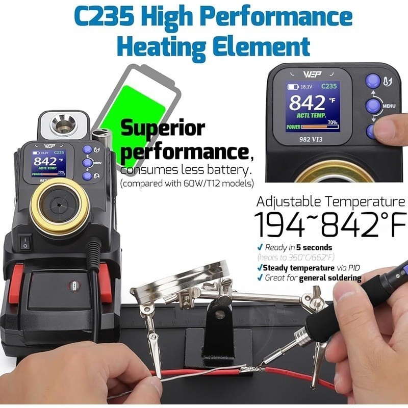 Cordless Soldering Station Kit Fast Heating LCD Display 5 Tips Adjustable Temp