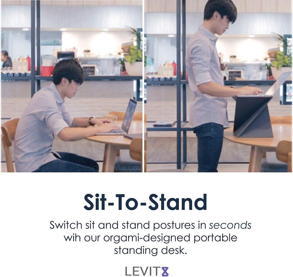 Levit8 Portable Standing Desk Work Station Foldable Sit to Stand Laptop Riser, E