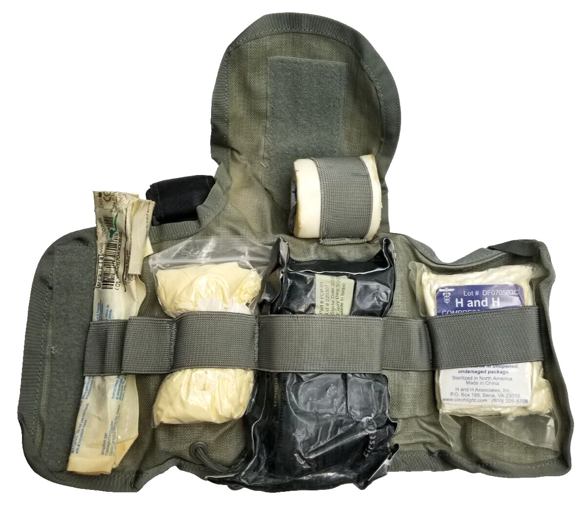 US Military ACU Digital MOLLE IFAK First Aid Kit w/ Supplies w/ TOURNIQUET USED