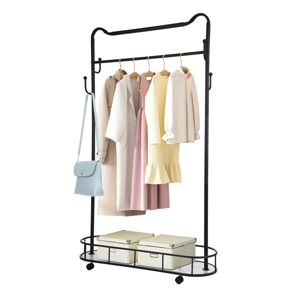 Clothes Rack, Movable Coat Rack, Coat Rack with Storage Basket
