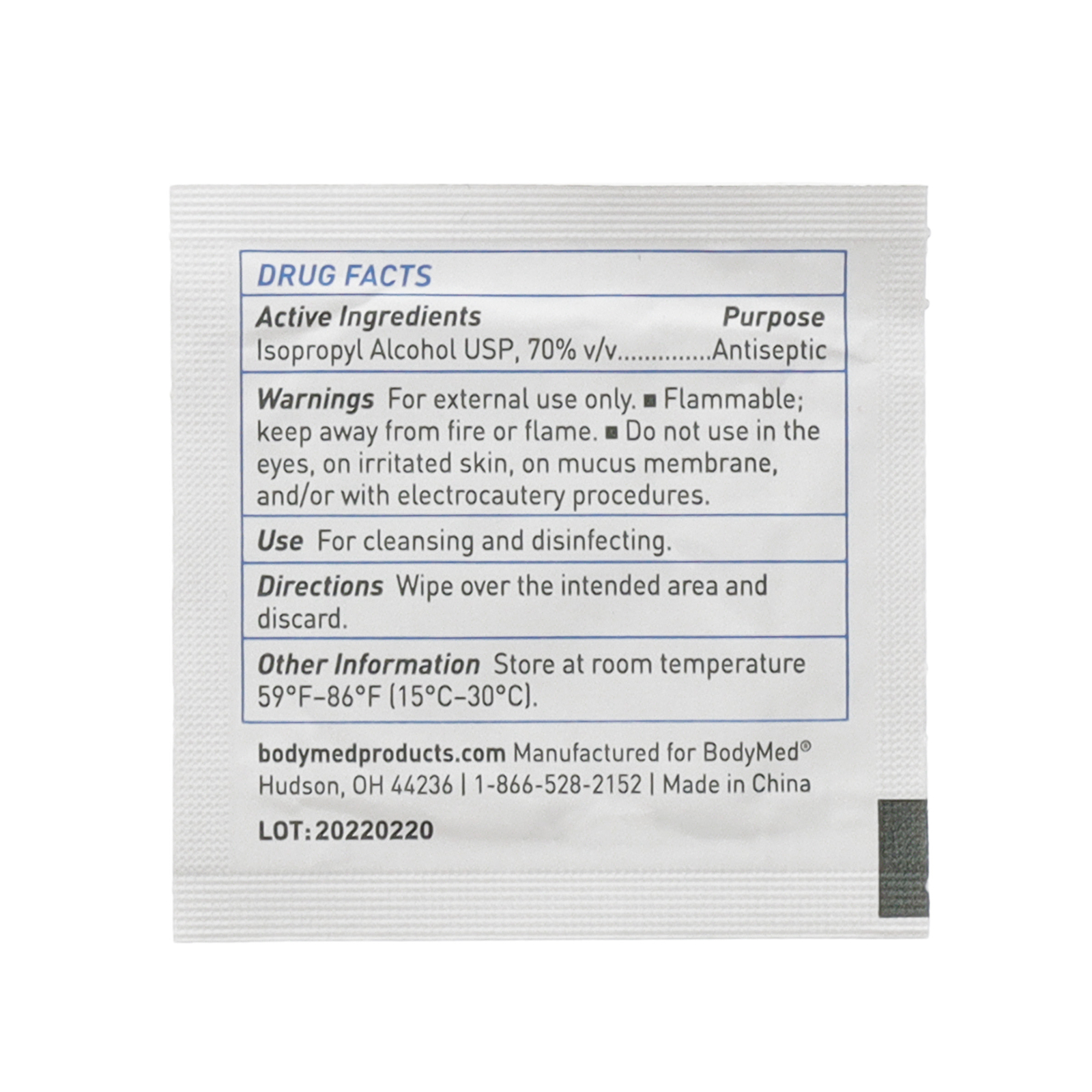 BodyMed Alcohol Prep Pads with 70% Isopropyl Alcohol, 100 Count