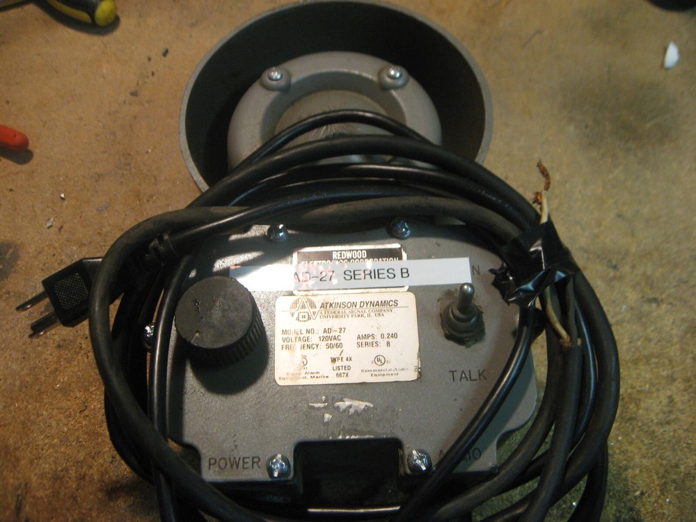 ATKINSON DYNAMICS INDUSTRIAL INTERCOM  MODEL AD-27 SERIES 'B'