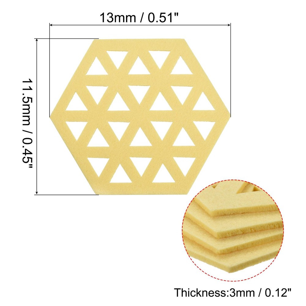 Felt Coasters 12pcs Hexagonal Coasters Coasters, Light Yellow
