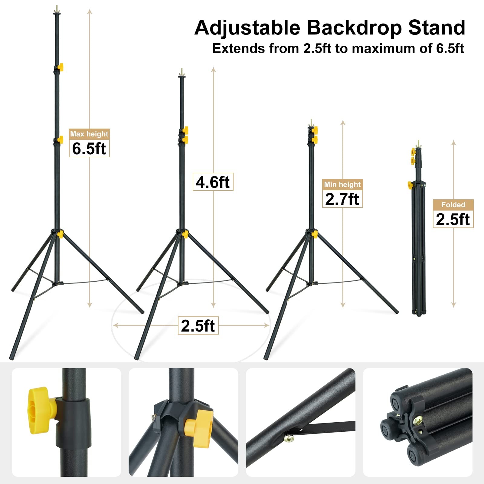 Adjustable Photo Background Stand 10x6.5ft Studio Backdrop Support Kit