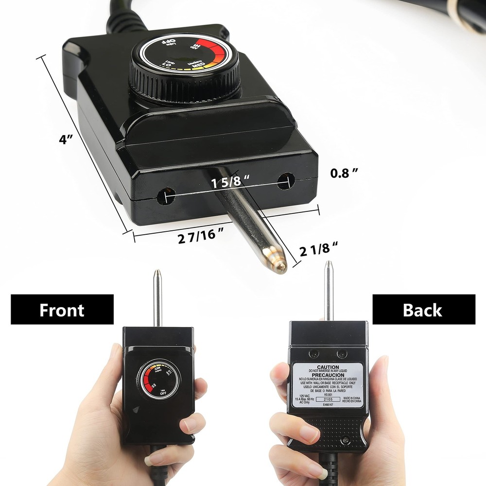 Power Cord & Analog Temp Controller Replacement for Masterbuilt Smokers