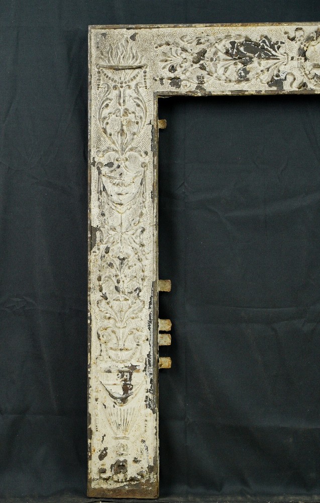 Antique Victorian White Painted Cast Iron Fireplace Insert Surround