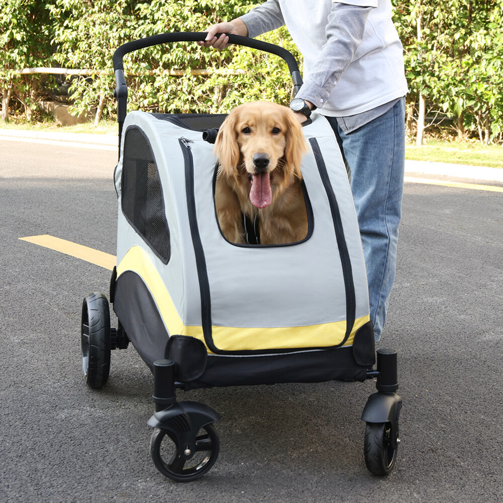 Folding Extra Large Dog Stroller Jogger Pet Pram Waterproof Traval Cart 132 lbs