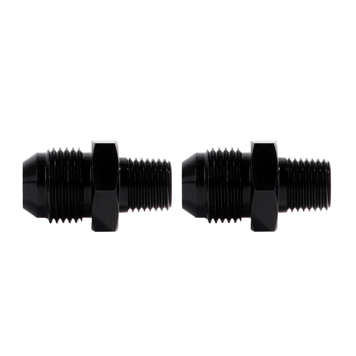 3/8" NPT to 6AN Fitting Male Straight Fittings Adapter Aluminum Black 2Pcs