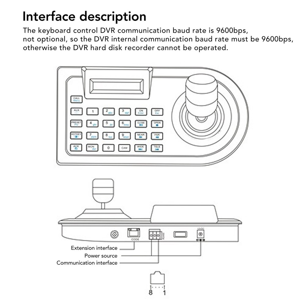 US Plug 3D PTZ Camera Controller Strong Compatibility LCD Display With Joystick