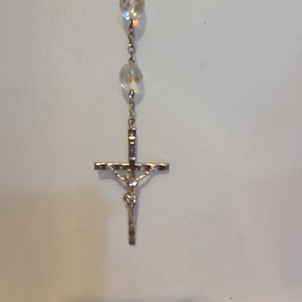 Glass and Metal Bead Christian Rosary for Christianity with Metal Crucifix