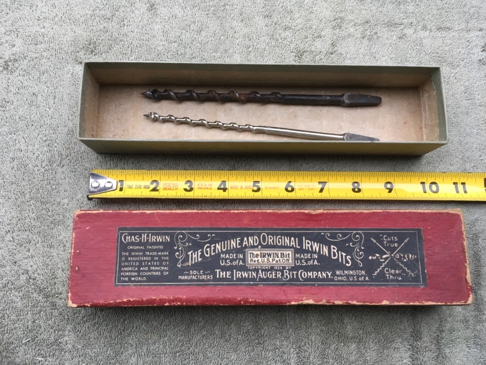 Vintage Irwin Box And 2 Auger Bits