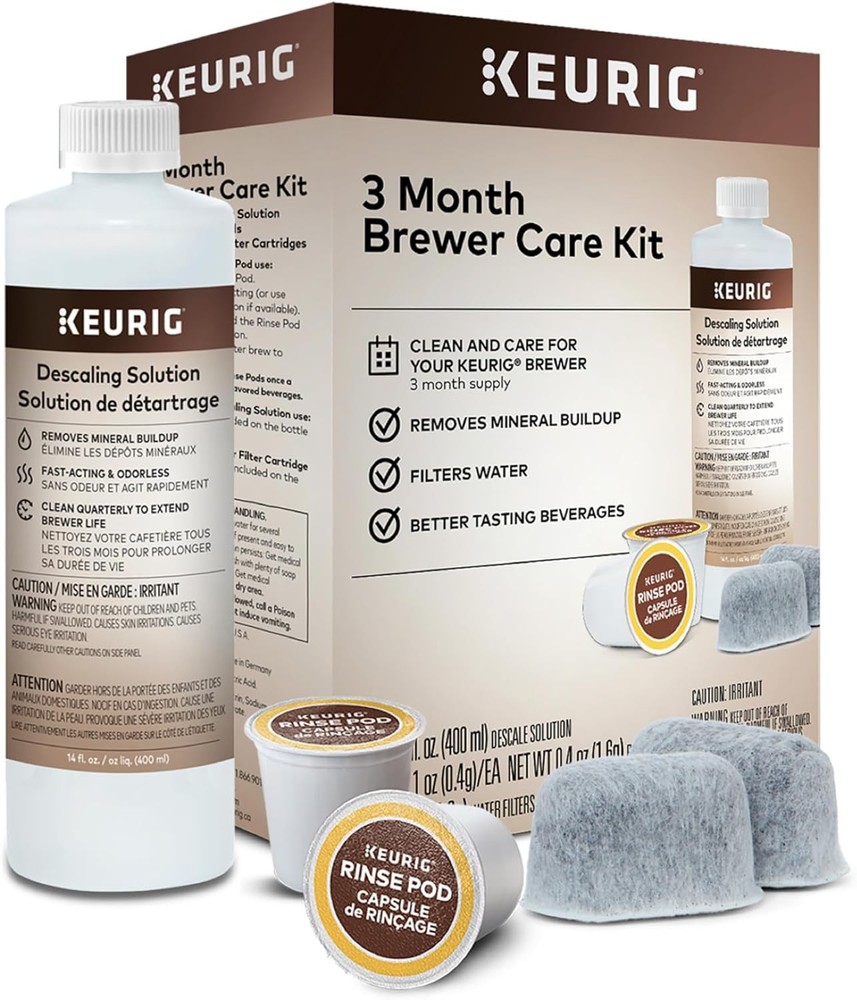 3-Month Brewer Maintenance Kit Includes Descaling Solution Water Filter