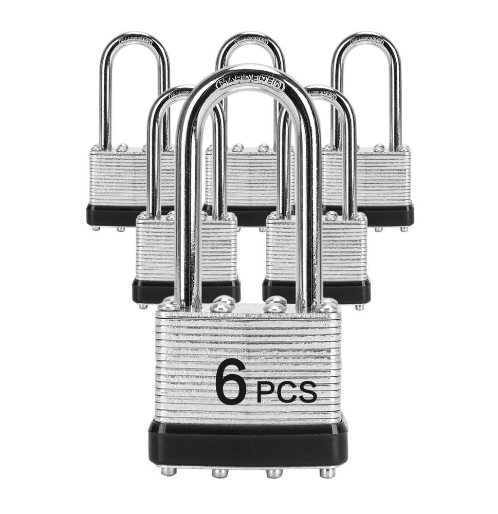 Padlocks with Same Key, LQYN 6 Pcs Laminated Keyed Padlock (1-9/16", 40mm)