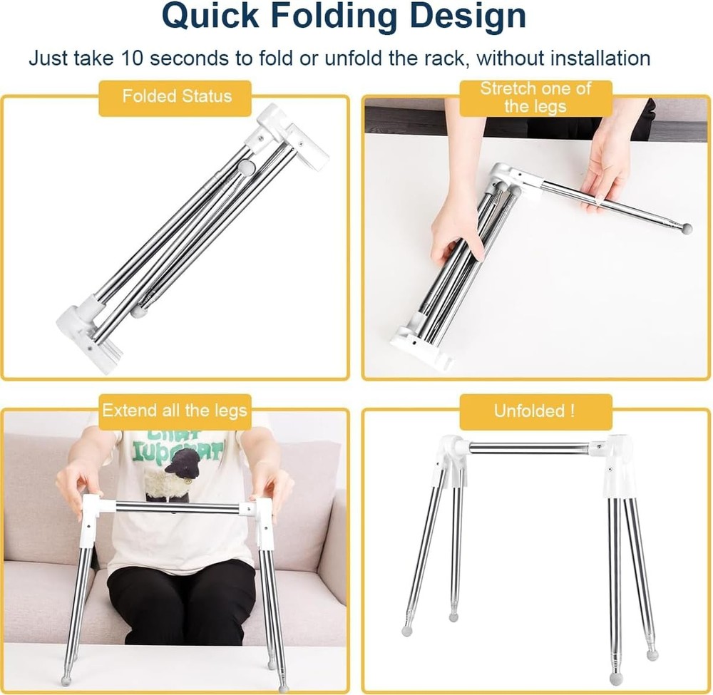 Portable Garment Rack, Folding Clothes White+3 Foldable Hangers