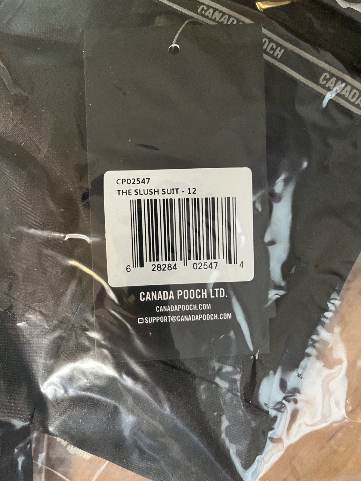 Canada Pooch Slush Suit Size 12 Black Snow & Water-Resistant Dog Bodysuit NWT