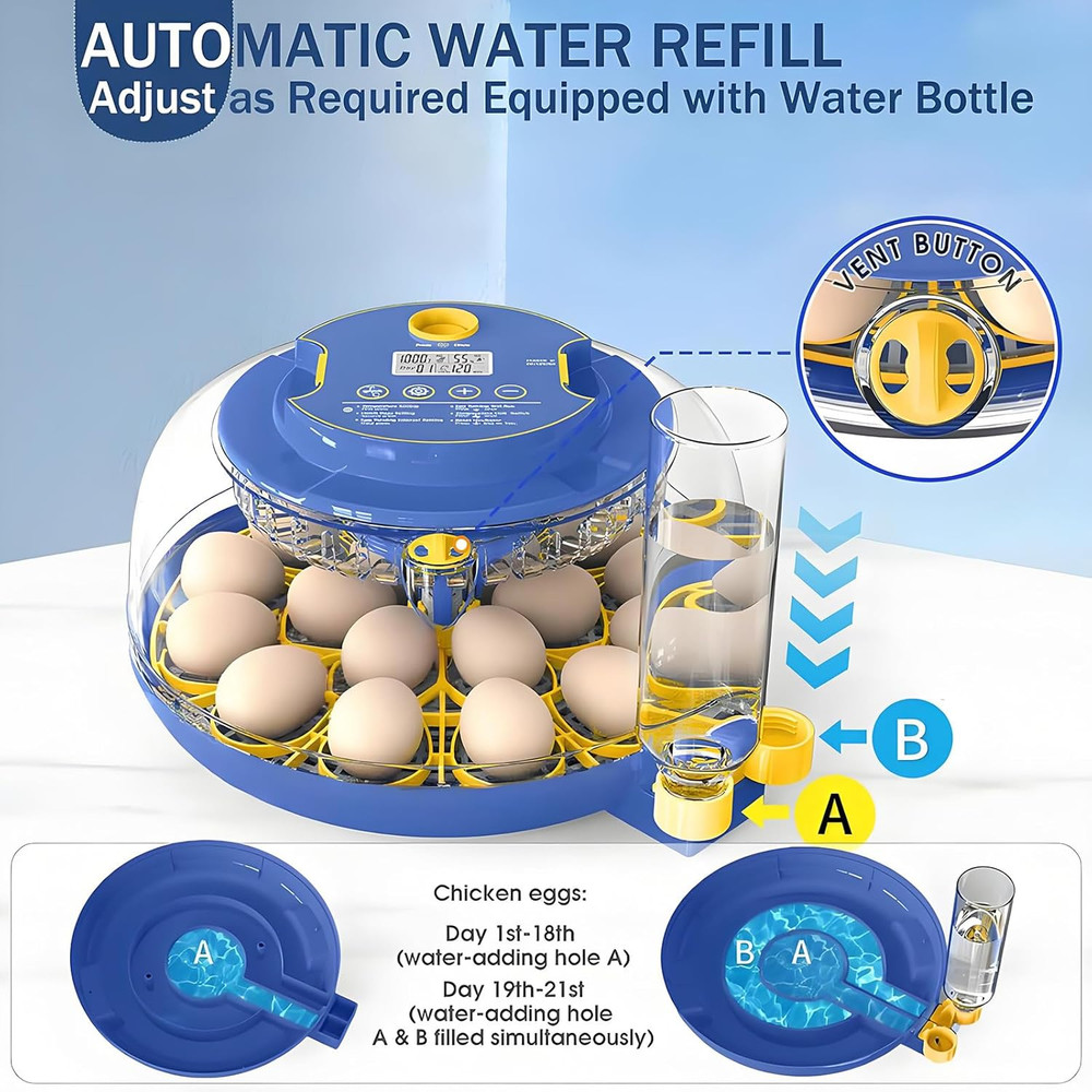 18-Egg Automatic Incubator with Humidity Control for Hatching Various Birds