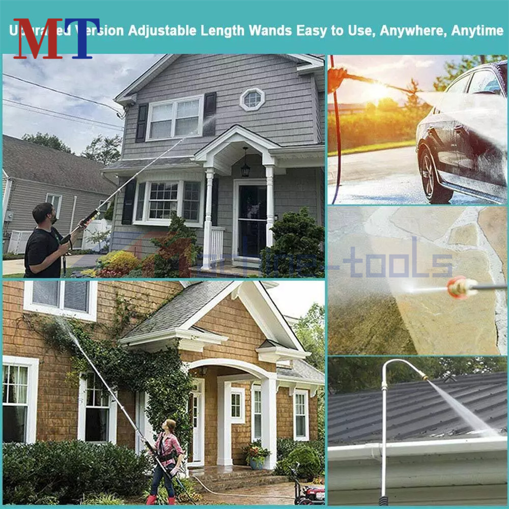 High Pressure Washer Gun Extension Wand Lance Gutter Cleaner Nozzles Kit 4000PSI