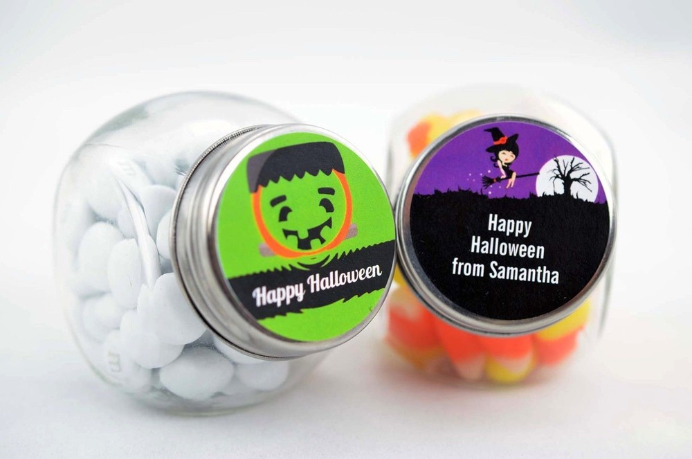 Skeleton - Halloween Personalized Round Stickers - 8 sizes available