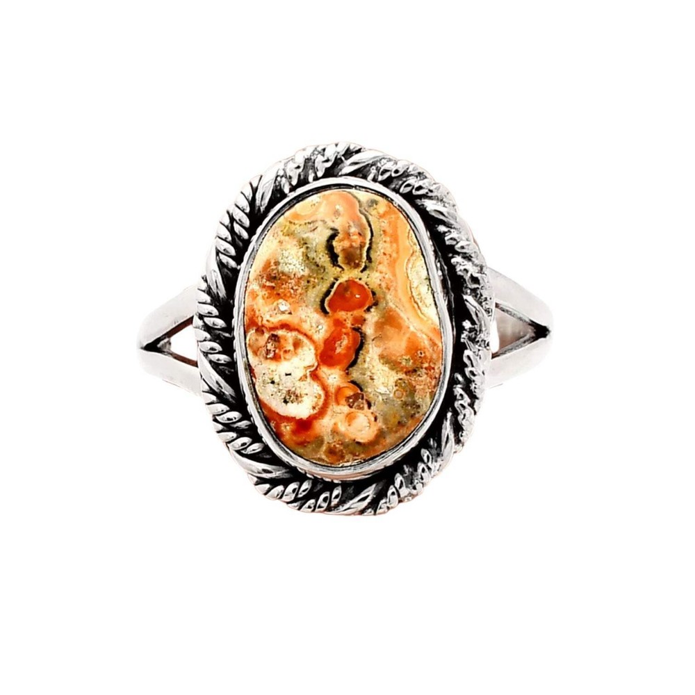 Leopardskin Jasper Solid 925 Sterling Silver Ring 8