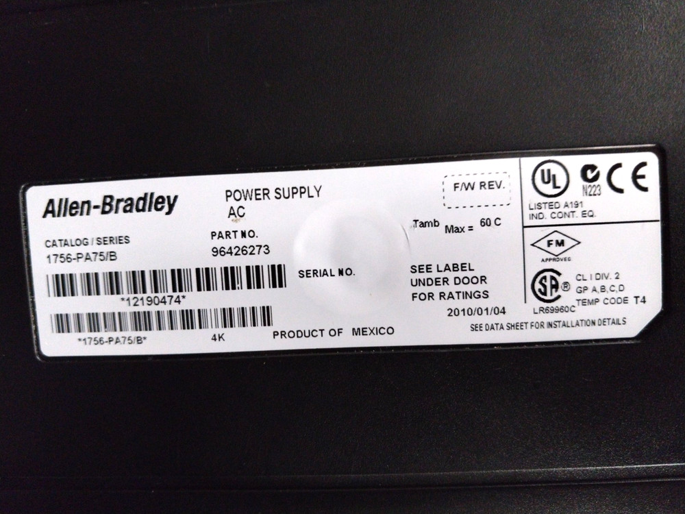Allen-Bradley 17 Slot Chassis With Power Supply, Processor & I/O Modules