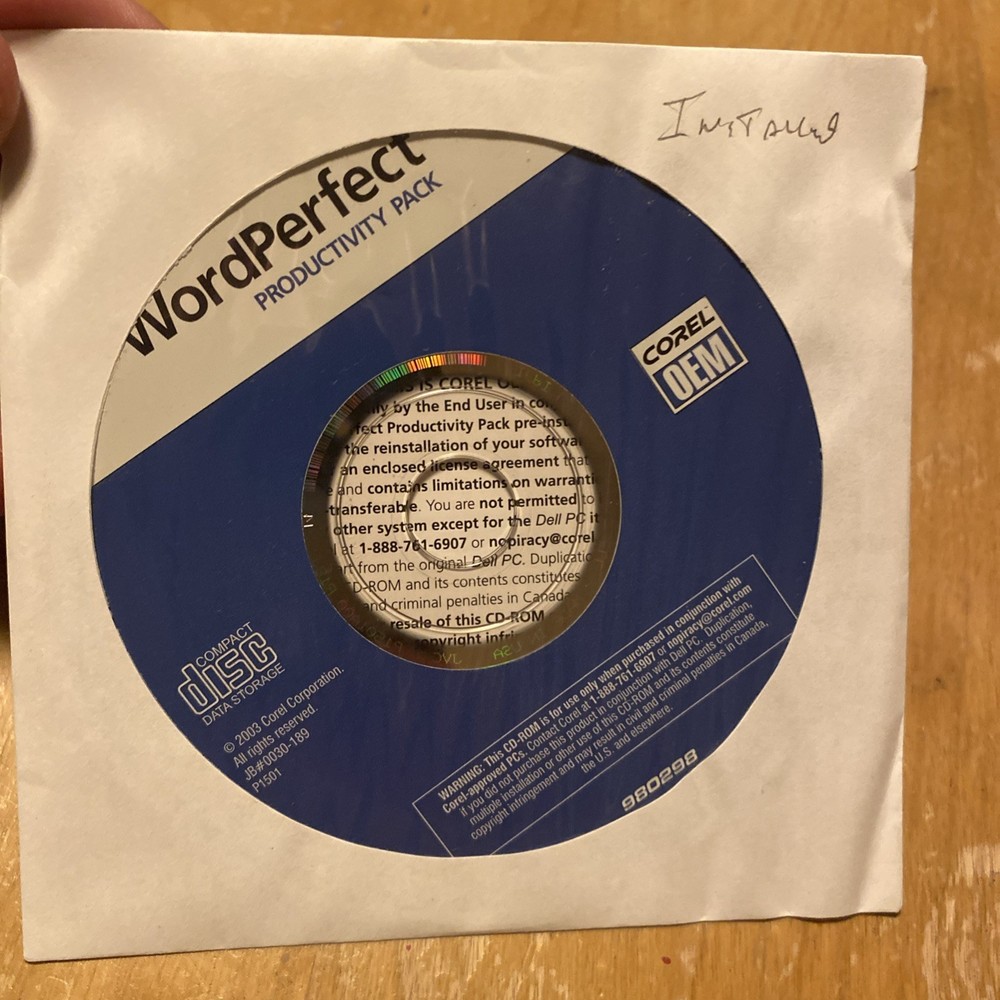 Corel WordPerfect Productivity Pack 2003 Never Been Opened