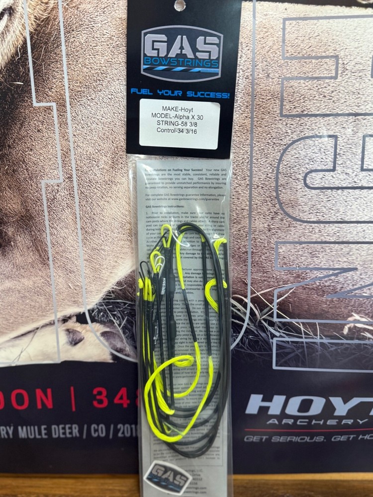 Gas Bowstrings Hoyt Alpha X 30 Strings w/Speed Nocks Flo Yellow