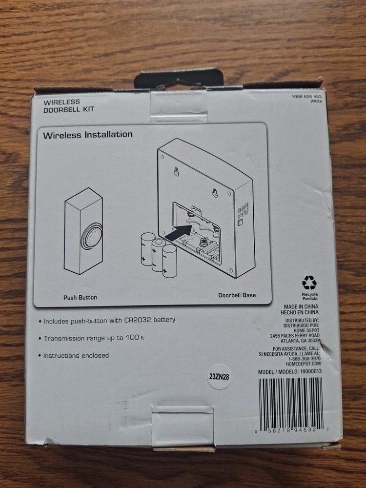 Defiant Wireless Plug-In Doorbell Kit with Wireless Push Button, White *390
