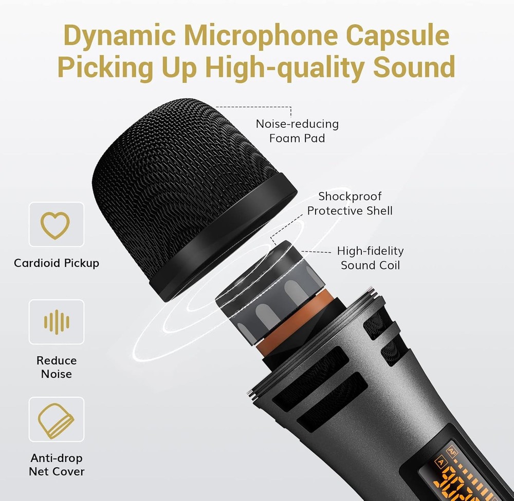 2PCS Wireless VHF Professional Microphone Handheld Mic System Karaoke w/Receiver