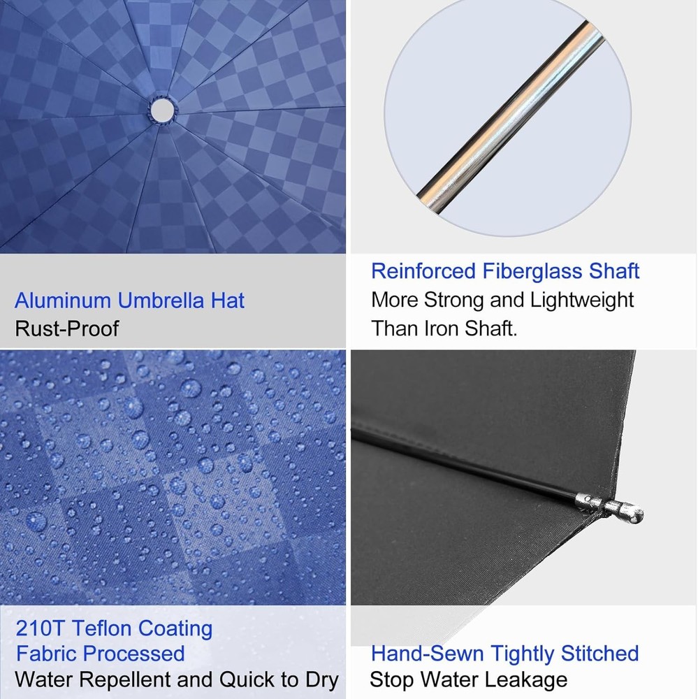 Compact Double Canopy Golf Umbrella - Easy Open/Close, Lightweight Design