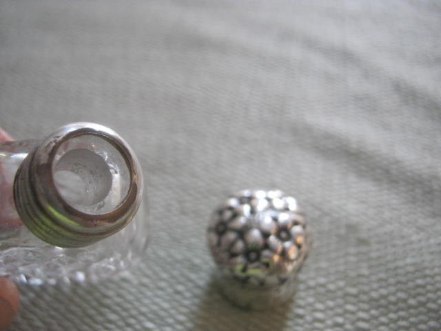 Antique Gorham Whiting Sterling Repousse Top Perfume Scent Bottle, 925 Fine