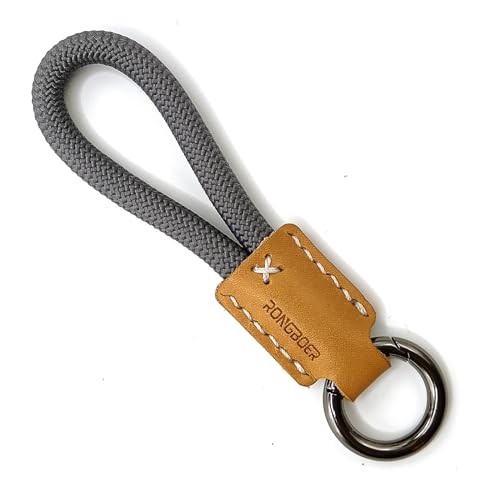 Handmade Cowhide Leather Short Keychain,Car Key Chain Grey