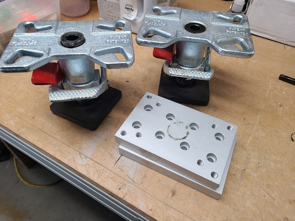 Workbench Heavy Dulty Lock-down Foot - Stop and Stabilizer - PAIR - w/plate